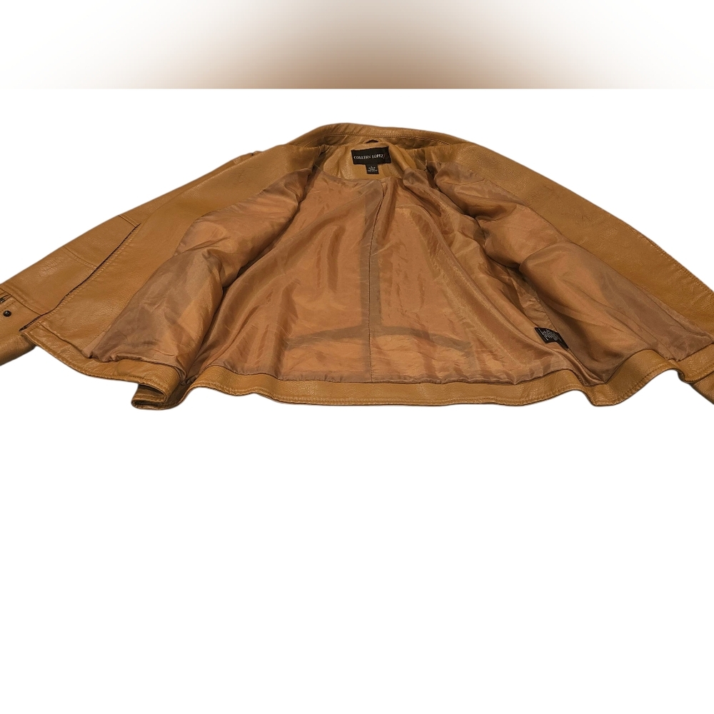 Colleen Lopez Polyurethane Jacket with Stud Accents Brown Size L Exellent - Picture 7 of 11